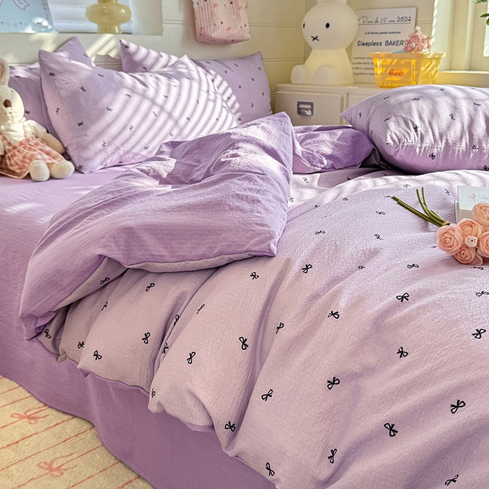 91家纺网 家纺一手货源 找家纺 （总）九诺家纺 2026新款丝柔棉加厚小清新印花四件套-甜心