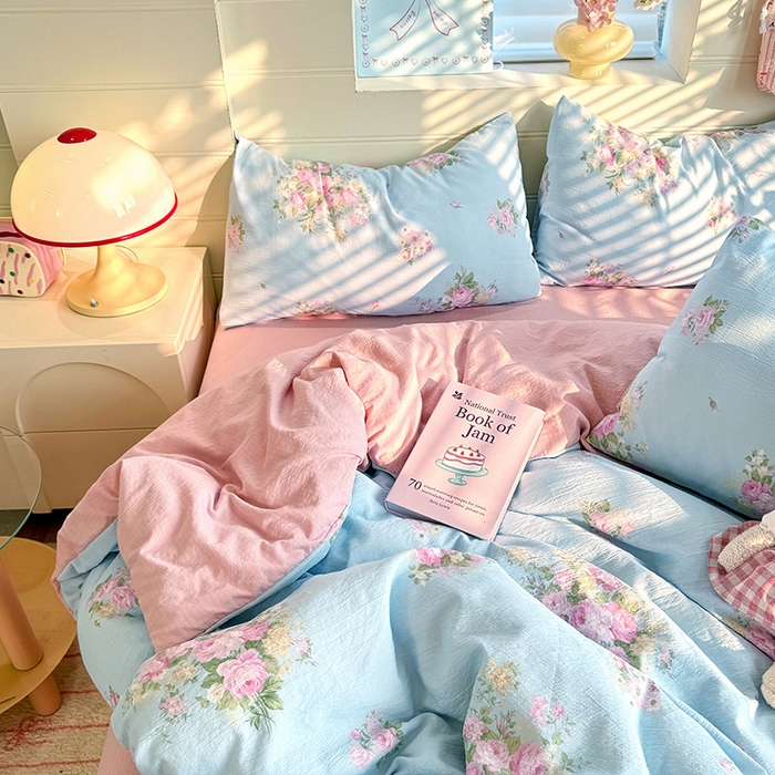 91家纺网 家纺一手货源 找家纺 九诺家纺 2026新款丝柔棉加厚小清新印花四件套-甜心 甜心-花语时光