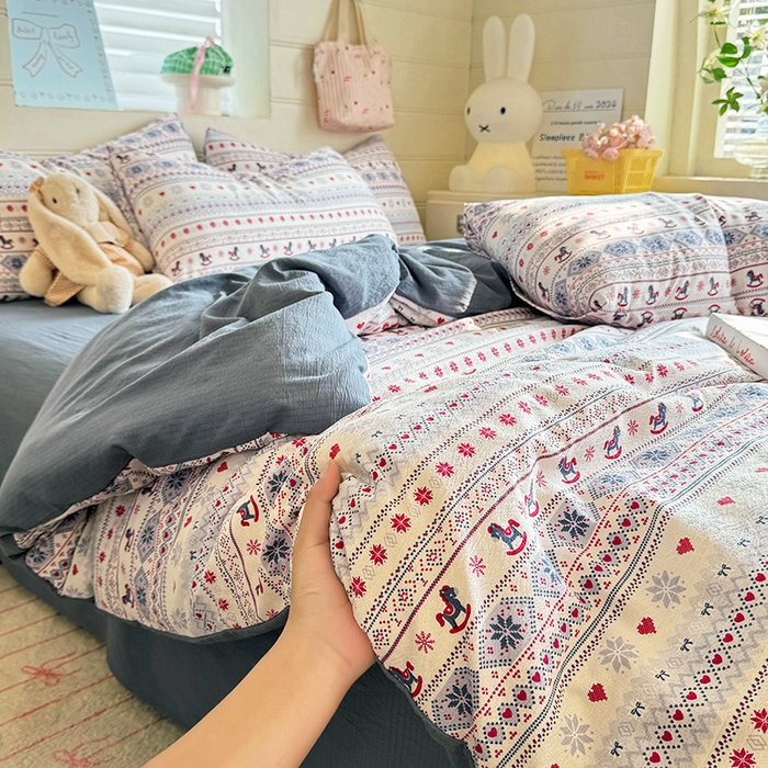 91家纺网 家纺一手货源 找家纺 九诺家纺 2026新款丝柔棉加厚小清新印花四件套-甜心 甜心-马上有福