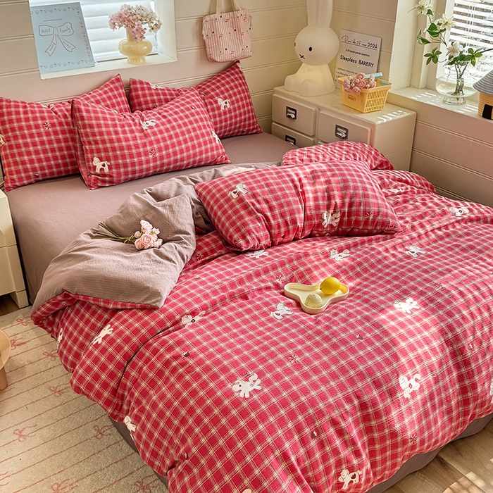 91家纺网 家纺一手货源 找家纺 九诺家纺 2026新款丝柔棉加厚小清新印花四件套-甜心 甜心-幸福飞马