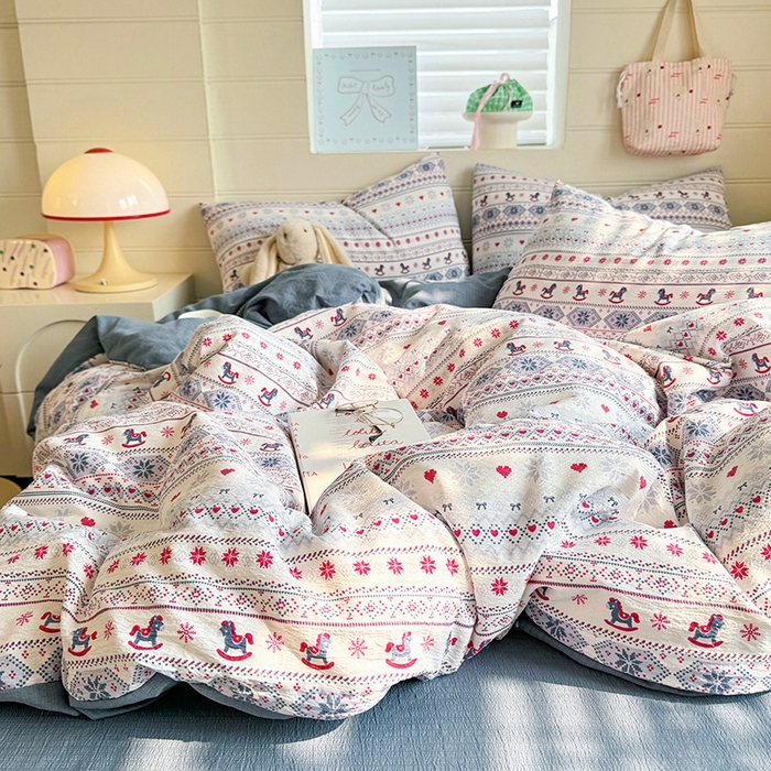 91家纺网 家纺一手货源 找家纺 九诺家纺 2026新款丝柔棉加厚小清新印花四件套-甜心 甜心-马上有福