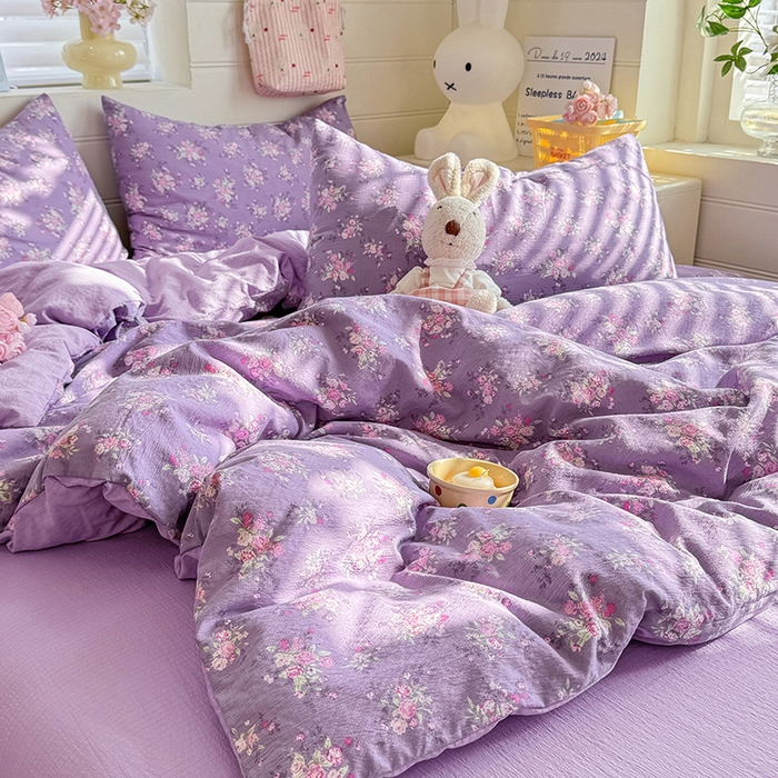 91家纺网 家纺一手货源 找家纺 九诺家纺 2026新款丝柔棉加厚小清新印花四件套-甜心 甜心-一见倾心