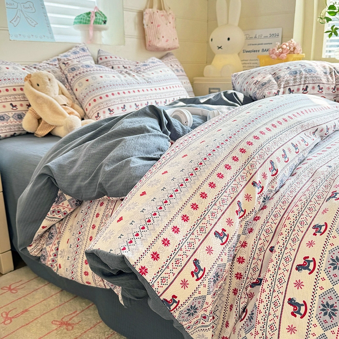 91家纺网 家纺一手货源 找家纺 九诺家纺 2026新款丝柔棉加厚小清新印花四件套-甜心 甜心-马上有福