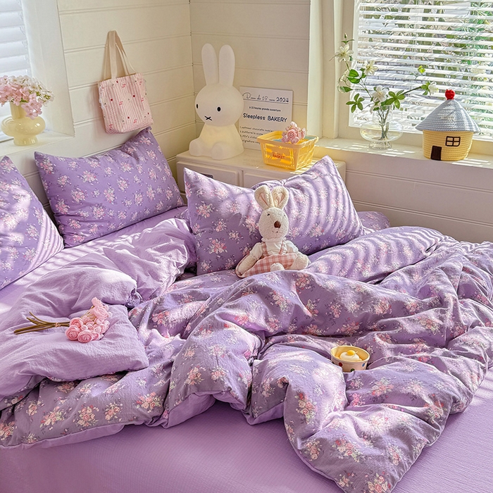 91家纺网 家纺一手货源 找家纺 九诺家纺 2026新款丝柔棉加厚小清新印花四件套-甜心 甜心-一见倾心