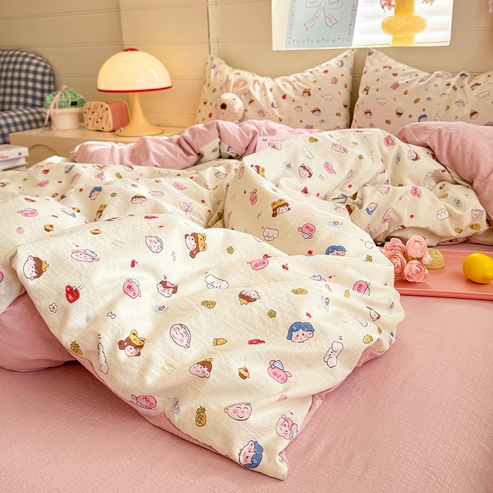 91家纺网 家纺一手货源 找家纺 九诺家纺 2026新款丝柔棉加厚小清新印花四件套-甜心 甜心-快乐伙伴