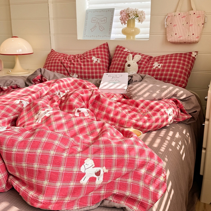 91家纺网 家纺一手货源 找家纺 九诺家纺 2026新款丝柔棉加厚小清新印花四件套-甜心 甜心-幸福飞马