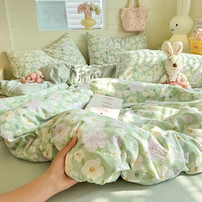 91家纺网 家纺一手货源 找家纺 九诺家纺 2026新款丝柔棉加厚小清新印花四件套-甜心 甜心-海岛青春