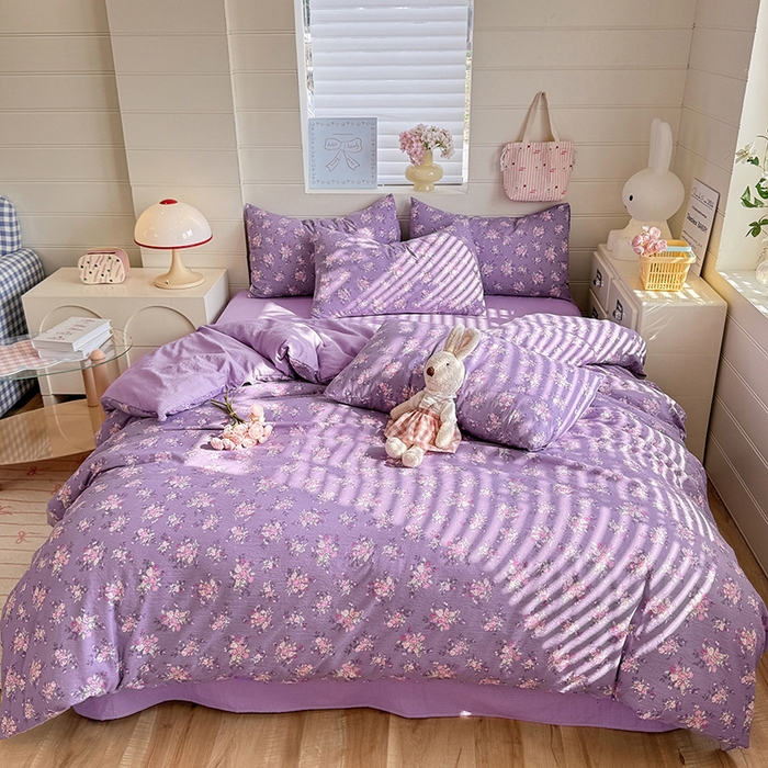 91家纺网 家纺一手货源 找家纺 九诺家纺 2026新款丝柔棉加厚小清新印花四件套-甜心 甜心-一见倾心