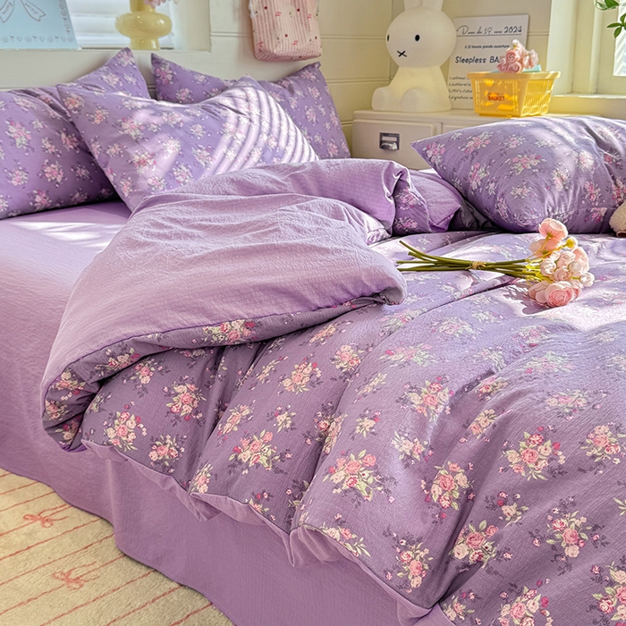 九诺家纺 2026新款丝柔棉加厚小清新印花四件套-甜心 甜心-一见倾心