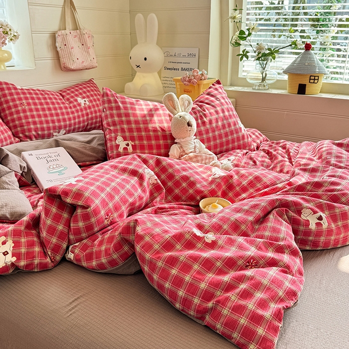 91家纺网 家纺一手货源 找家纺 九诺家纺 2026新款丝柔棉加厚小清新印花四件套-甜心 甜心-幸福飞马