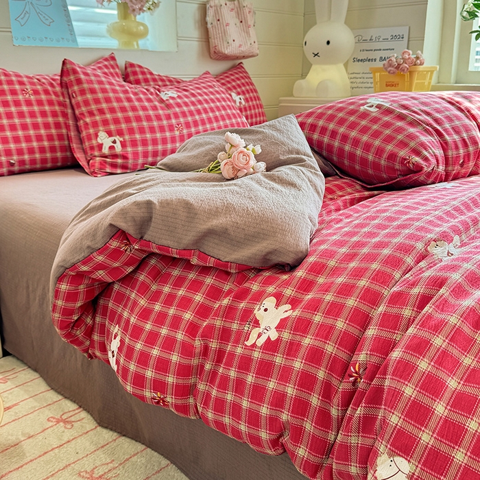 九诺家纺 2026新款丝柔棉加厚小清新印花四件套-甜心 甜心-幸福飞马