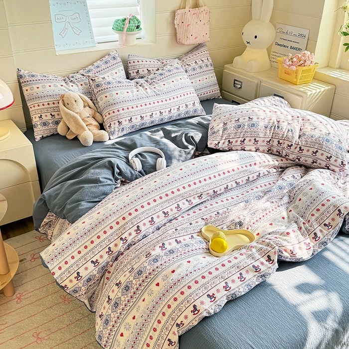 91家纺网 家纺一手货源 找家纺 九诺家纺 2026新款丝柔棉加厚小清新印花四件套-甜心 甜心-马上有福