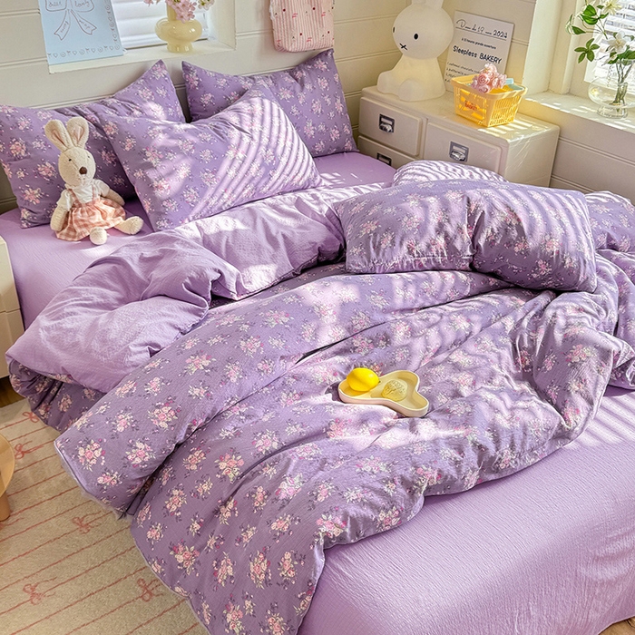 91家纺网 家纺一手货源 找家纺 九诺家纺 2026新款丝柔棉加厚小清新印花四件套-甜心 甜心-一见倾心