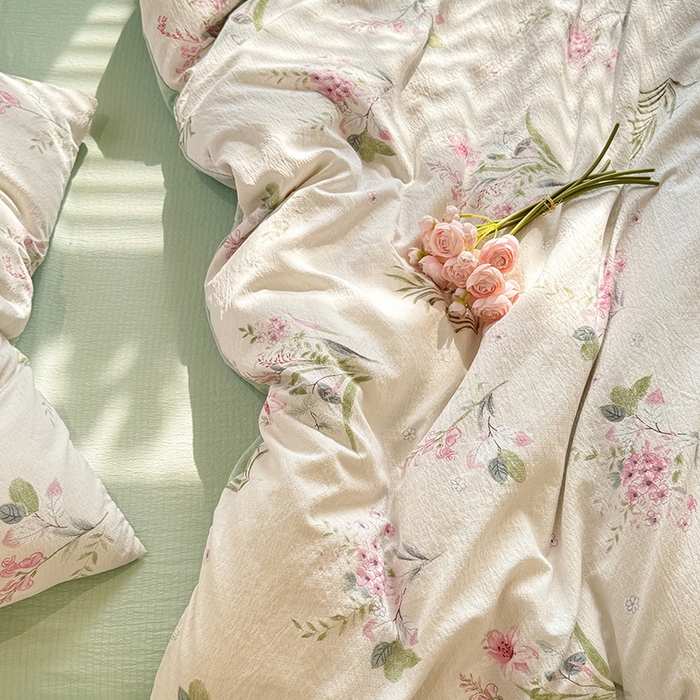 91家纺网 家纺一手货源 找家纺 九诺家纺 2026新款丝柔棉加厚小清新印花四件套-甜心 甜心-春意安然