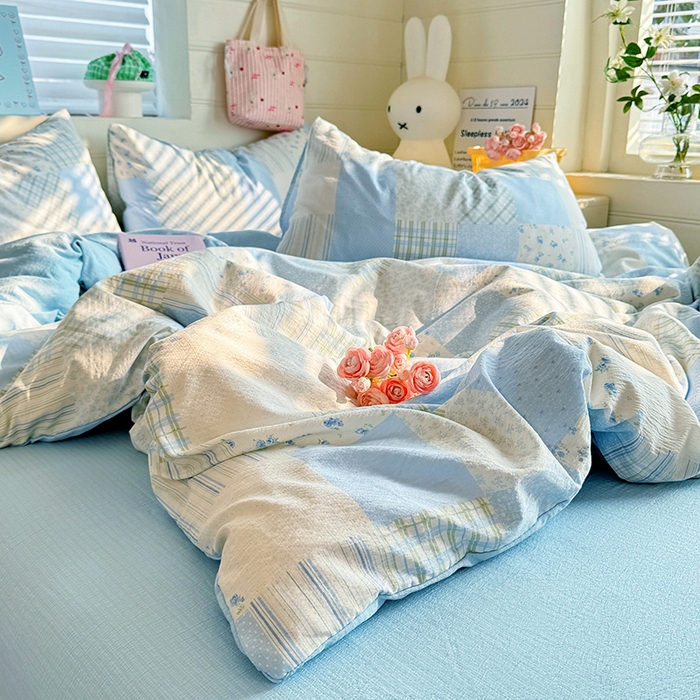 91家纺网 家纺一手货源 找家纺 九诺家纺 2026新款丝柔棉加厚小清新印花四件套-甜心 甜心-南笙假日