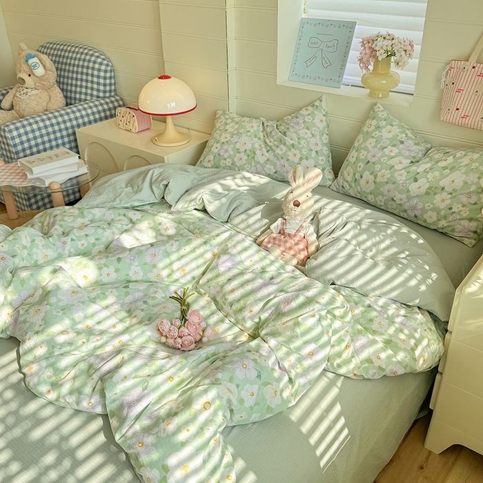 91家纺网 家纺一手货源 找家纺 九诺家纺 2026新款丝柔棉加厚小清新印花四件套-甜心 甜心-海岛青春