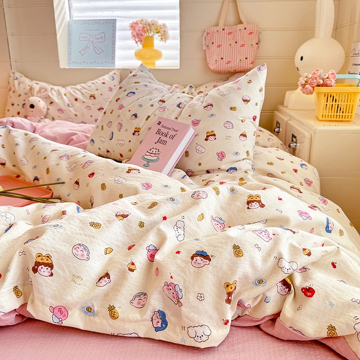 91家纺网 家纺一手货源 找家纺 九诺家纺 2026新款丝柔棉加厚小清新印花四件套-甜心 甜心-快乐伙伴