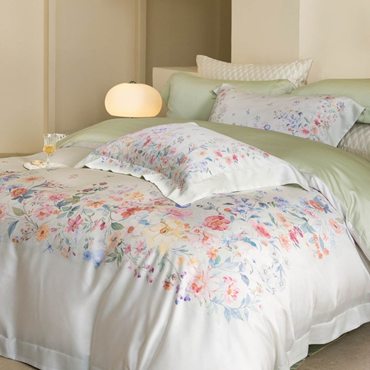 91家纺网 家纺一手货源 找家纺 （总）时亿家居 2026新款大版莱赛尔天丝印花四件套