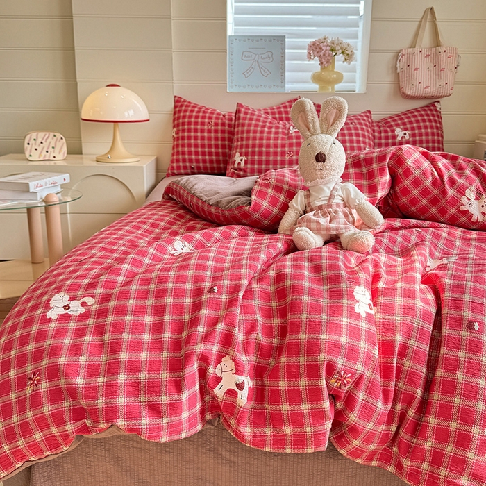 91家纺网 家纺一手货源 找家纺 九诺家纺 2026新款丝柔棉加厚小清新印花四件套-甜心 甜心-幸福飞马