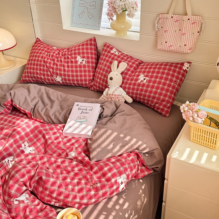 91家纺网 家纺一手货源 找家纺 九诺家纺 2026新款丝柔棉加厚小清新印花四件套-甜心 甜心-幸福飞马