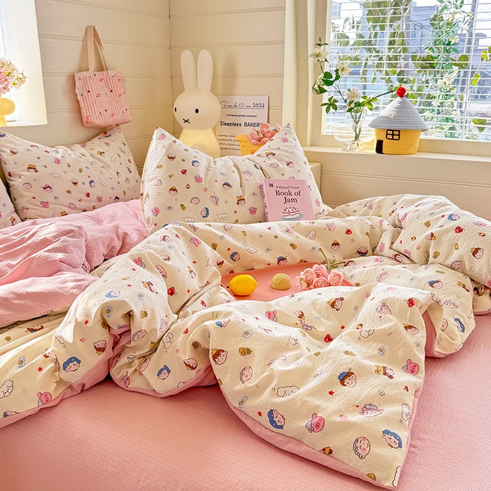 91家纺网 家纺一手货源 找家纺 九诺家纺 2026新款丝柔棉加厚小清新印花四件套-甜心 甜心-快乐伙伴