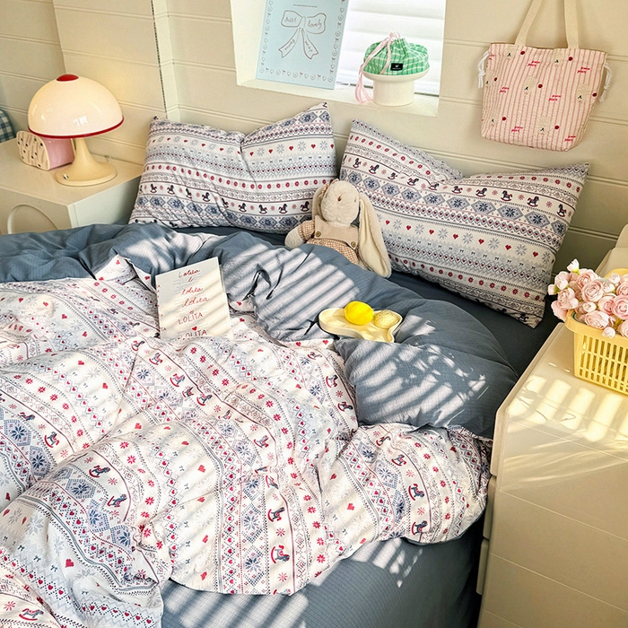 91家纺网 家纺一手货源 找家纺 九诺家纺 2026新款丝柔棉加厚小清新印花四件套-甜心 甜心-马上有福