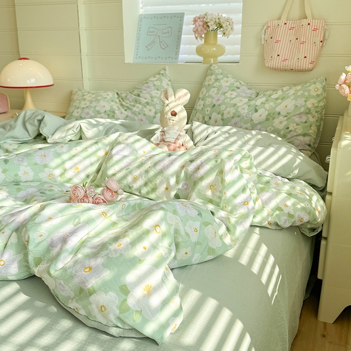 91家纺网 家纺一手货源 找家纺 九诺家纺 2026新款丝柔棉加厚小清新印花四件套-甜心 甜心-海岛青春