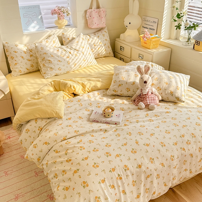 91家纺网 家纺一手货源 找家纺 九诺家纺 2026新款丝柔棉加厚小清新印花四件套-甜心 甜心-欧若拉