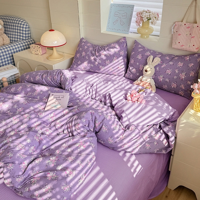 91家纺网 家纺一手货源 找家纺 九诺家纺 2026新款丝柔棉加厚小清新印花四件套-甜心 甜心-一见倾心