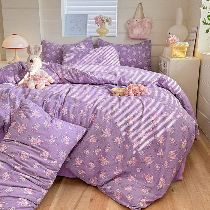 91家纺网 家纺一手货源 找家纺 九诺家纺 2026新款丝柔棉加厚小清新印花四件套-甜心 甜心-一见倾心