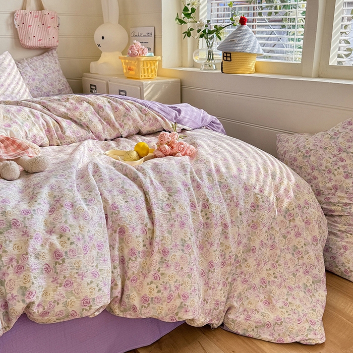 91家纺网 家纺一手货源 找家纺 九诺家纺 2026新款丝柔棉加厚小清新印花四件套-甜心 甜心-蔷薇语