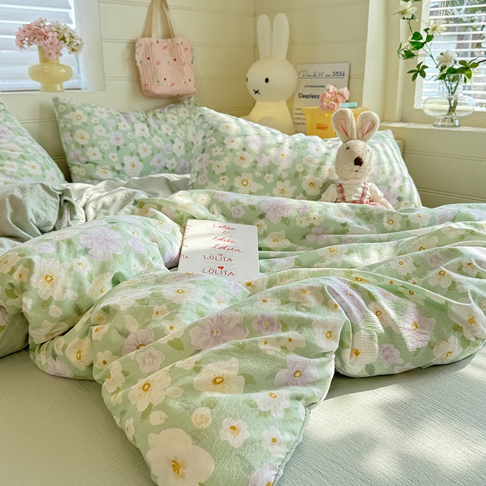 91家纺网 家纺一手货源 找家纺 九诺家纺 2026新款丝柔棉加厚小清新印花四件套-甜心 甜心-海岛青春