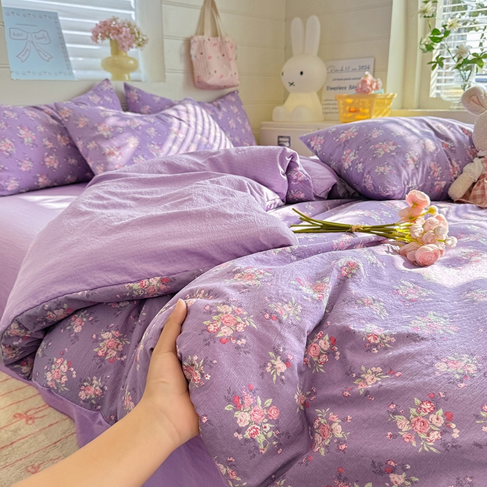 91家纺网 家纺一手货源 找家纺 九诺家纺 2026新款丝柔棉加厚小清新印花四件套-甜心 甜心-一见倾心