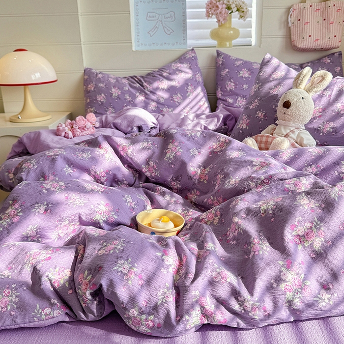 91家纺网 家纺一手货源 找家纺 九诺家纺 2026新款丝柔棉加厚小清新印花四件套-甜心 甜心-一见倾心