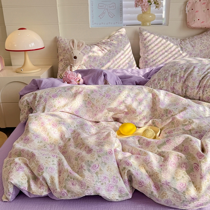 91家纺网 家纺一手货源 找家纺 九诺家纺 2026新款丝柔棉加厚小清新印花四件套-甜心 甜心-蔷薇语