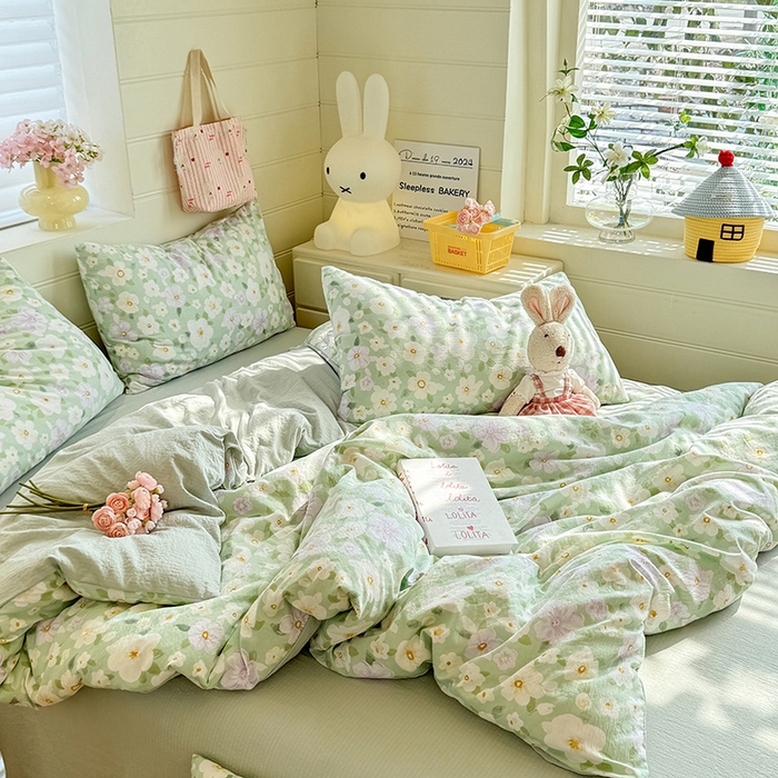 91家纺网 家纺一手货源 找家纺 九诺家纺 2026新款丝柔棉加厚小清新印花四件套-甜心 甜心-海岛青春