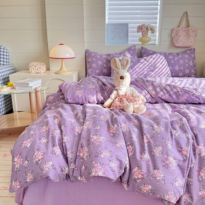 91家纺网 家纺一手货源 找家纺 九诺家纺 2026新款丝柔棉加厚小清新印花四件套-甜心 甜心-一见倾心