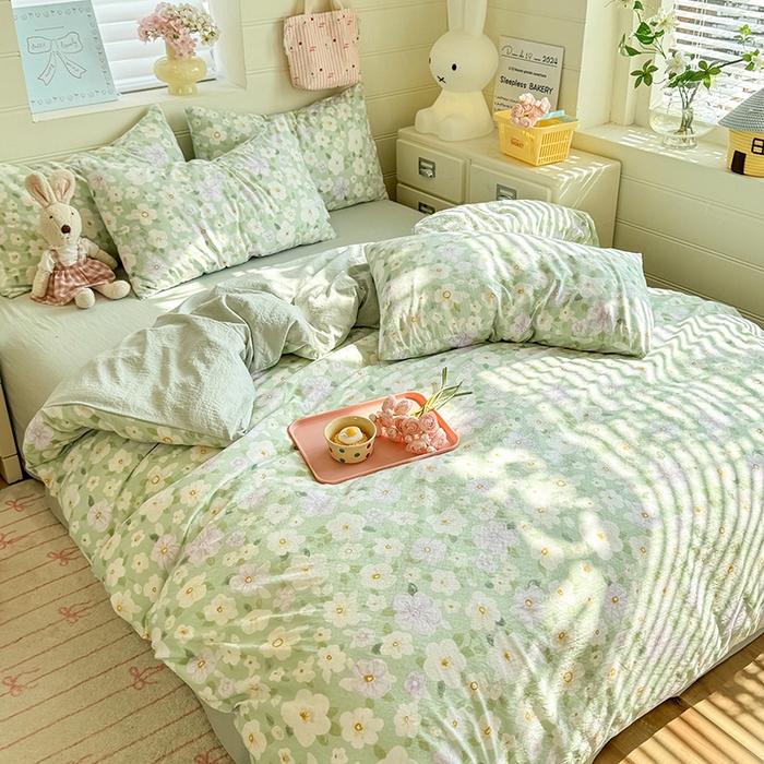 91家纺网 家纺一手货源 找家纺 九诺家纺 2026新款丝柔棉加厚小清新印花四件套-甜心 甜心-海岛青春