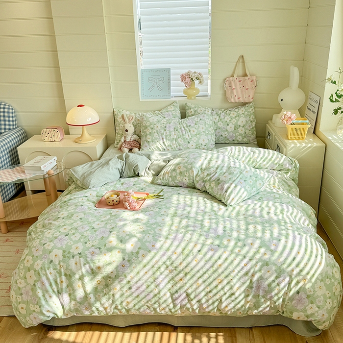 91家纺网 家纺一手货源 找家纺 九诺家纺 2026新款丝柔棉加厚小清新印花四件套-甜心 甜心-海岛青春