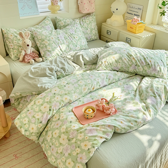 91家纺网 家纺一手货源 找家纺 九诺家纺 2026新款丝柔棉加厚小清新印花四件套-甜心 甜心-海岛青春