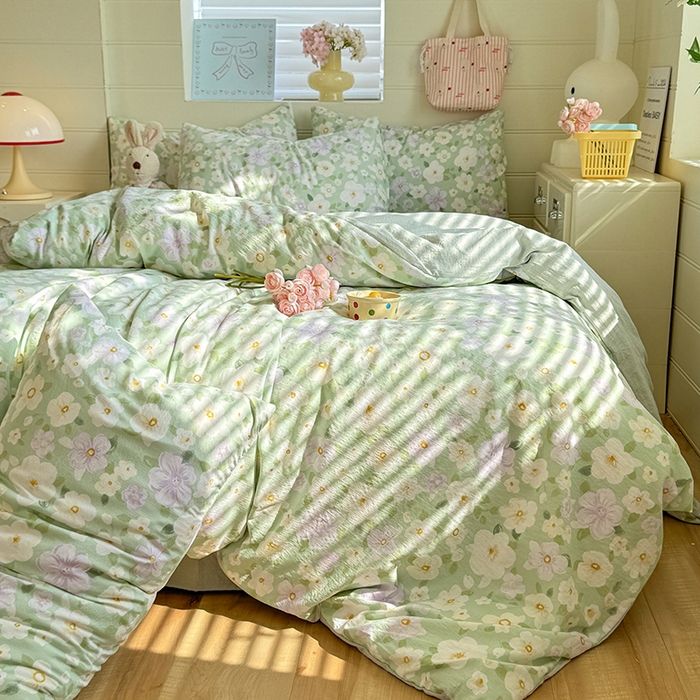 91家纺网 家纺一手货源 找家纺 九诺家纺 2026新款丝柔棉加厚小清新印花四件套-甜心 甜心-海岛青春