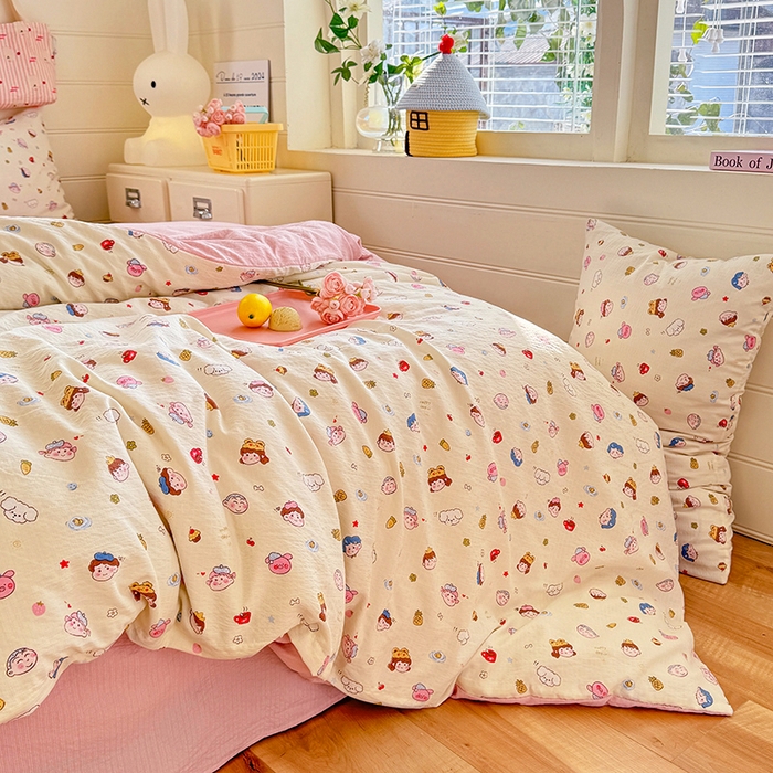 91家纺网 家纺一手货源 找家纺 九诺家纺 2026新款丝柔棉加厚小清新印花四件套-甜心 甜心-快乐伙伴