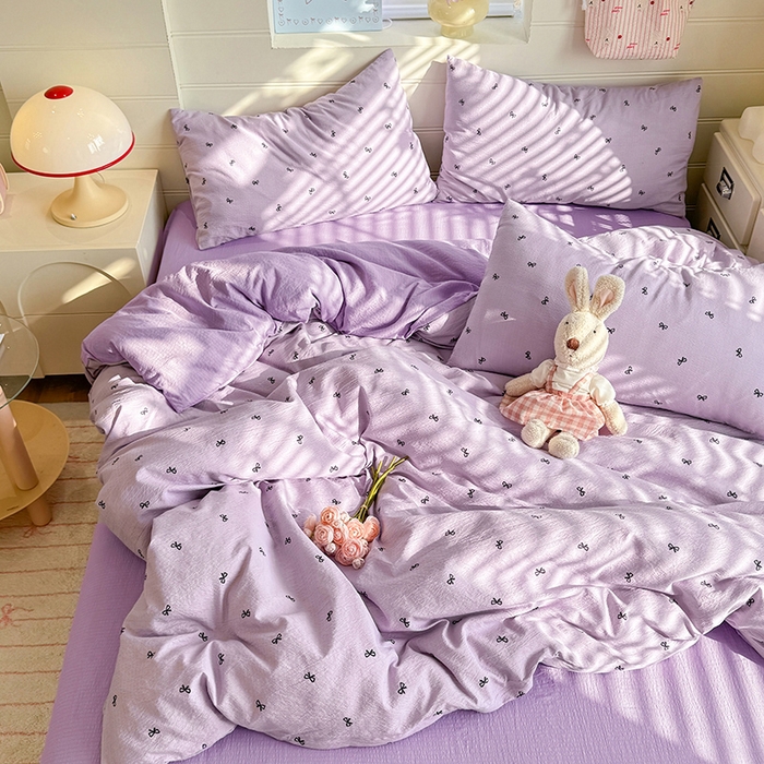 91家纺网 家纺一手货源 找家纺 九诺家纺 2026新款丝柔棉加厚小清新印花四件套-甜心 甜心-浪漫心动