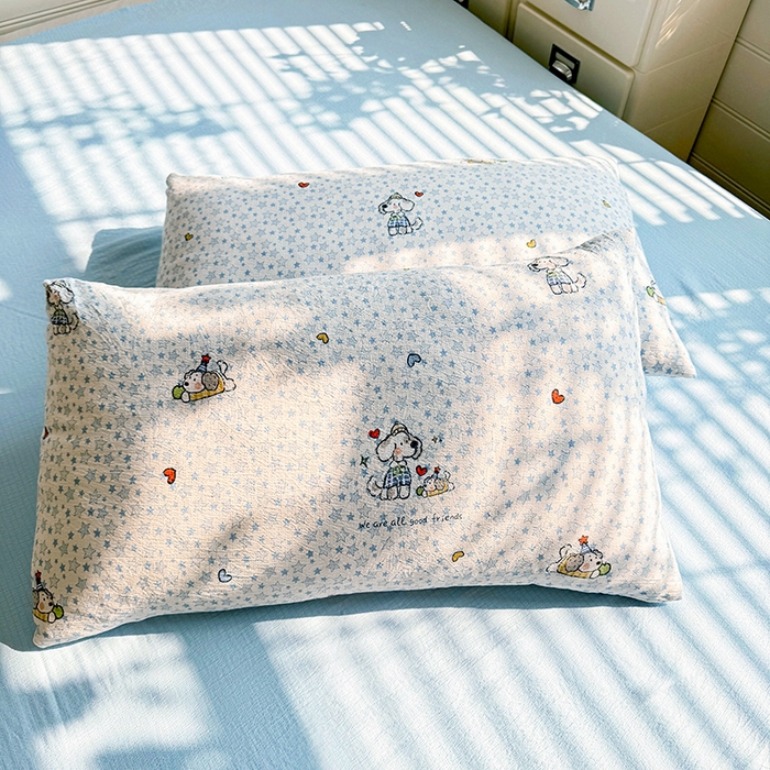 91家纺网 家纺一手货源 找家纺 九诺家纺 2026新款丝柔棉加厚小清新印花四件套-甜心 甜心-暖心小狗