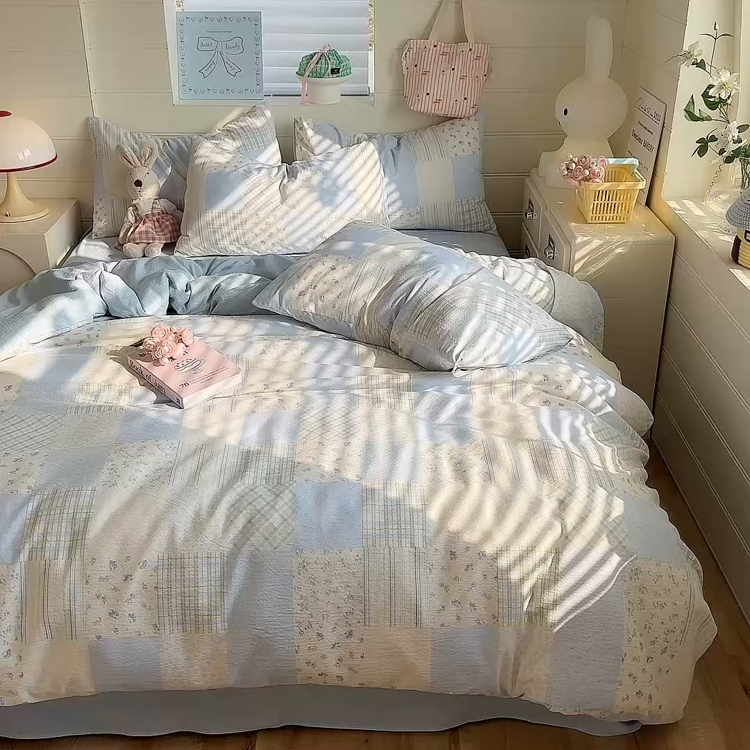 91家纺网 家纺一手货源 找家纺 九诺家纺 2026新款丝柔棉加厚小清新印花四件套-甜心 甜心-南笙假日