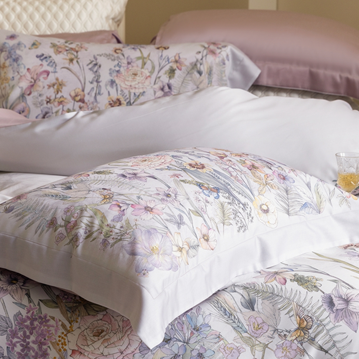 91家纺网 家纺一手货源 找家纺 时亿家居 2026新款大版莱赛尔天丝印花四件套 苏芸 粉