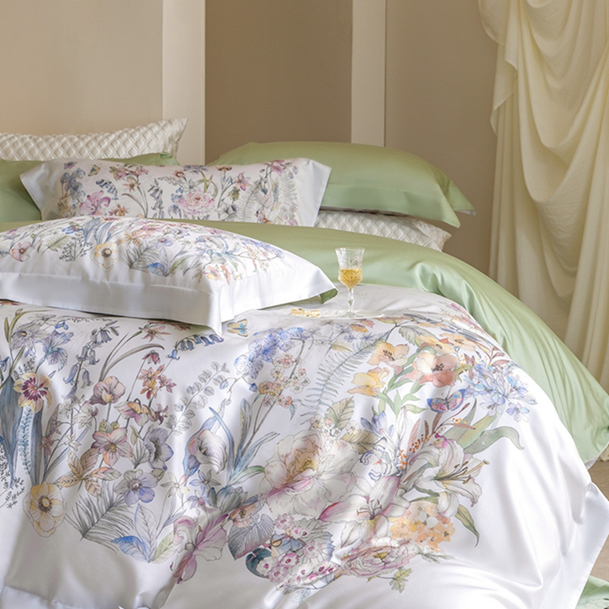 时亿家居 2026新款大版莱赛尔天丝印花四件套 苏芸 玉