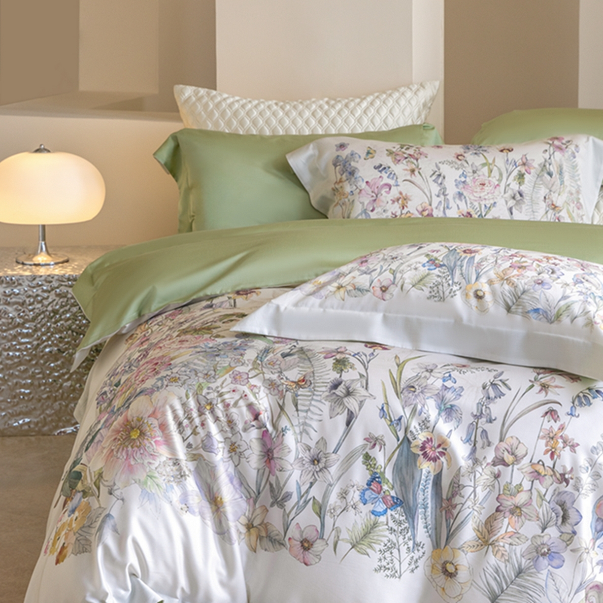 91家纺网 家纺一手货源 找家纺 时亿家居 2026新款大版莱赛尔天丝印花四件套 苏芸 玉