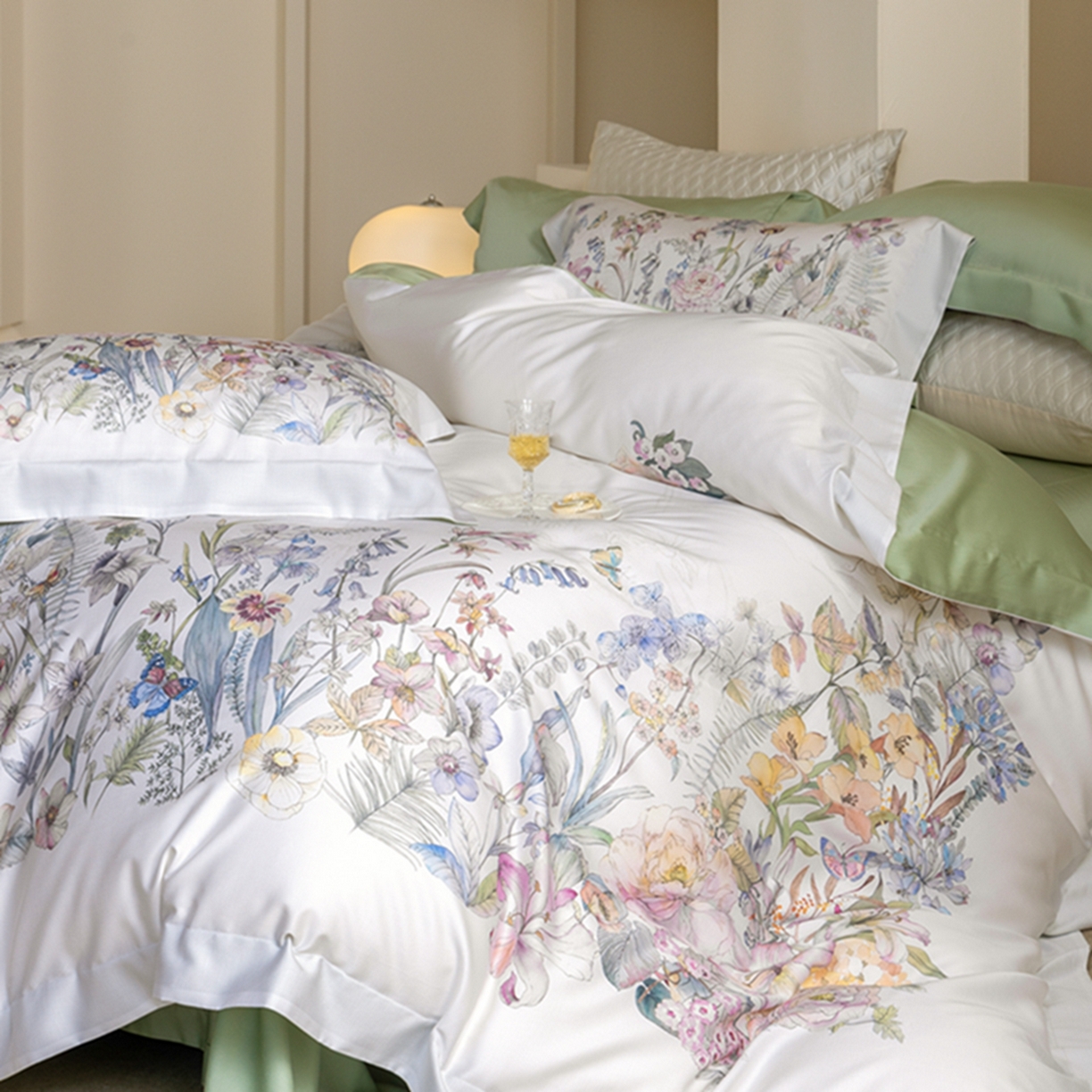 91家纺网 家纺一手货源 找家纺 时亿家居 2026新款大版莱赛尔天丝印花四件套 苏芸 玉