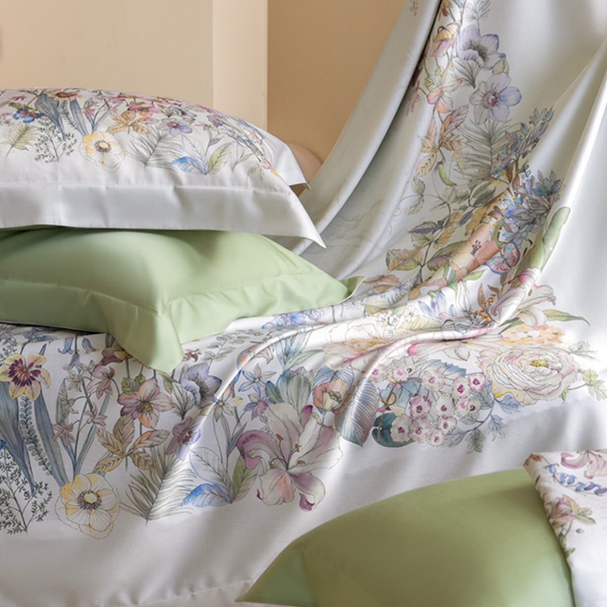 91家纺网 家纺一手货源 找家纺 时亿家居 2026新款大版莱赛尔天丝印花四件套 苏芸 玉